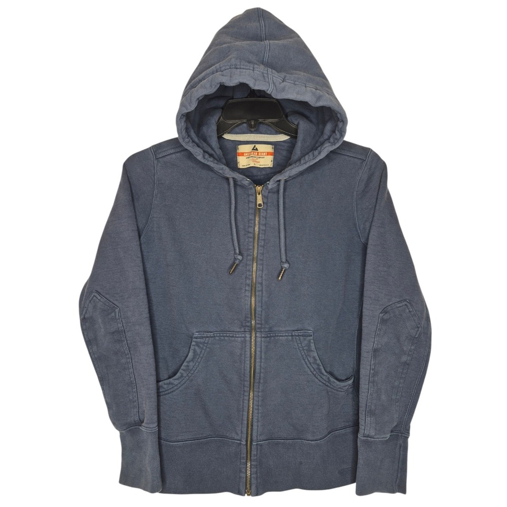 American Giant Hoodie Womens Large Blue Heavyweight Full Zip USA Cotton 21x24
